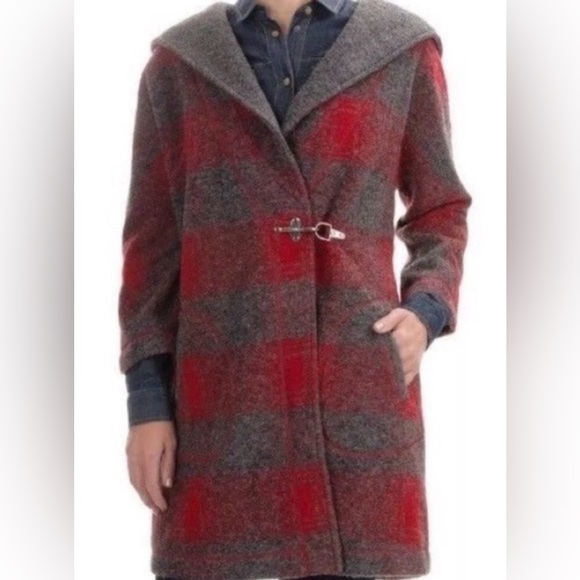 Max Studio Jackets & Blazers - Max Studio wool blend plaid hooded coat S